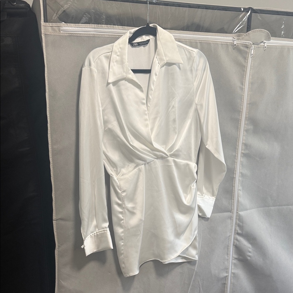 Zara White Satin Blouse